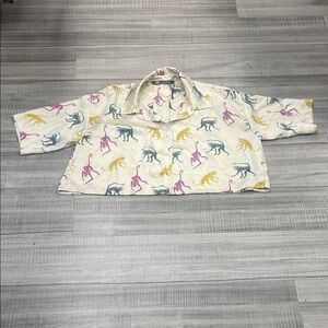 Zara Multicolor Dinosaur Print Top